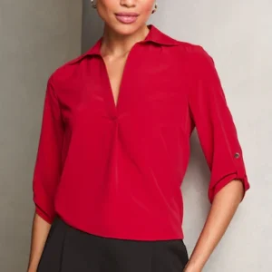 Lipsy V Neck 3/4 Sleeve Collared Blouse